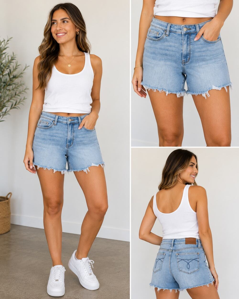 Judy Blue Light Wash High Rise Raw Hem Denim Shorts XL Stretch Frayed Summer